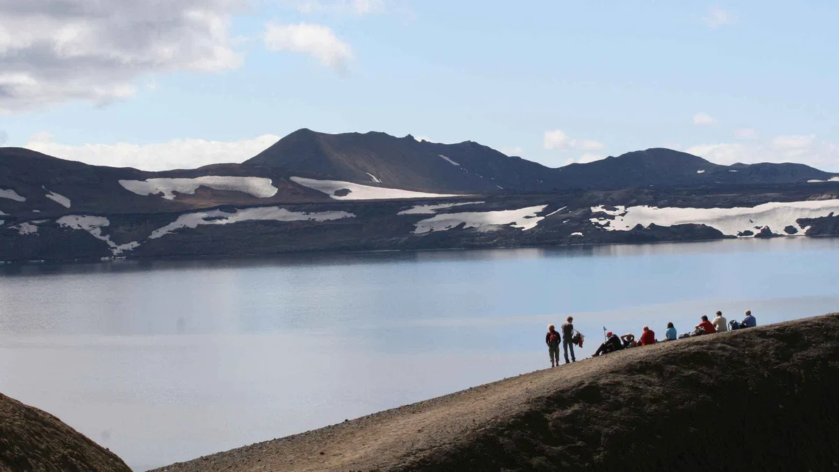 4x4 bus crossing the highland track to the Askja caldera on an Iceland volcano tour